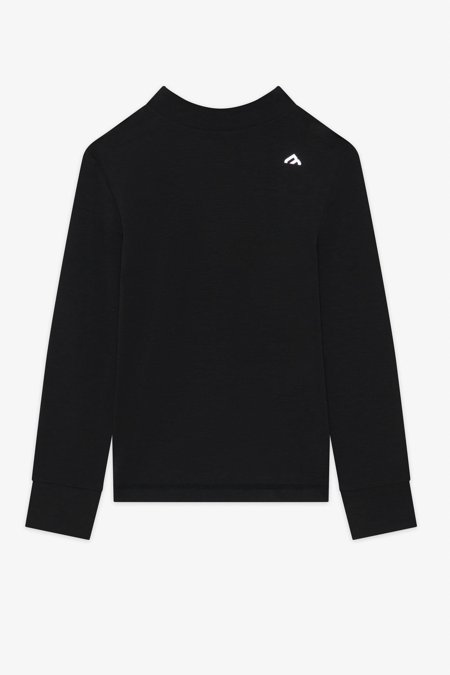 Chandail thermique col mock en laine mérino - Enfant garçon && NOIR