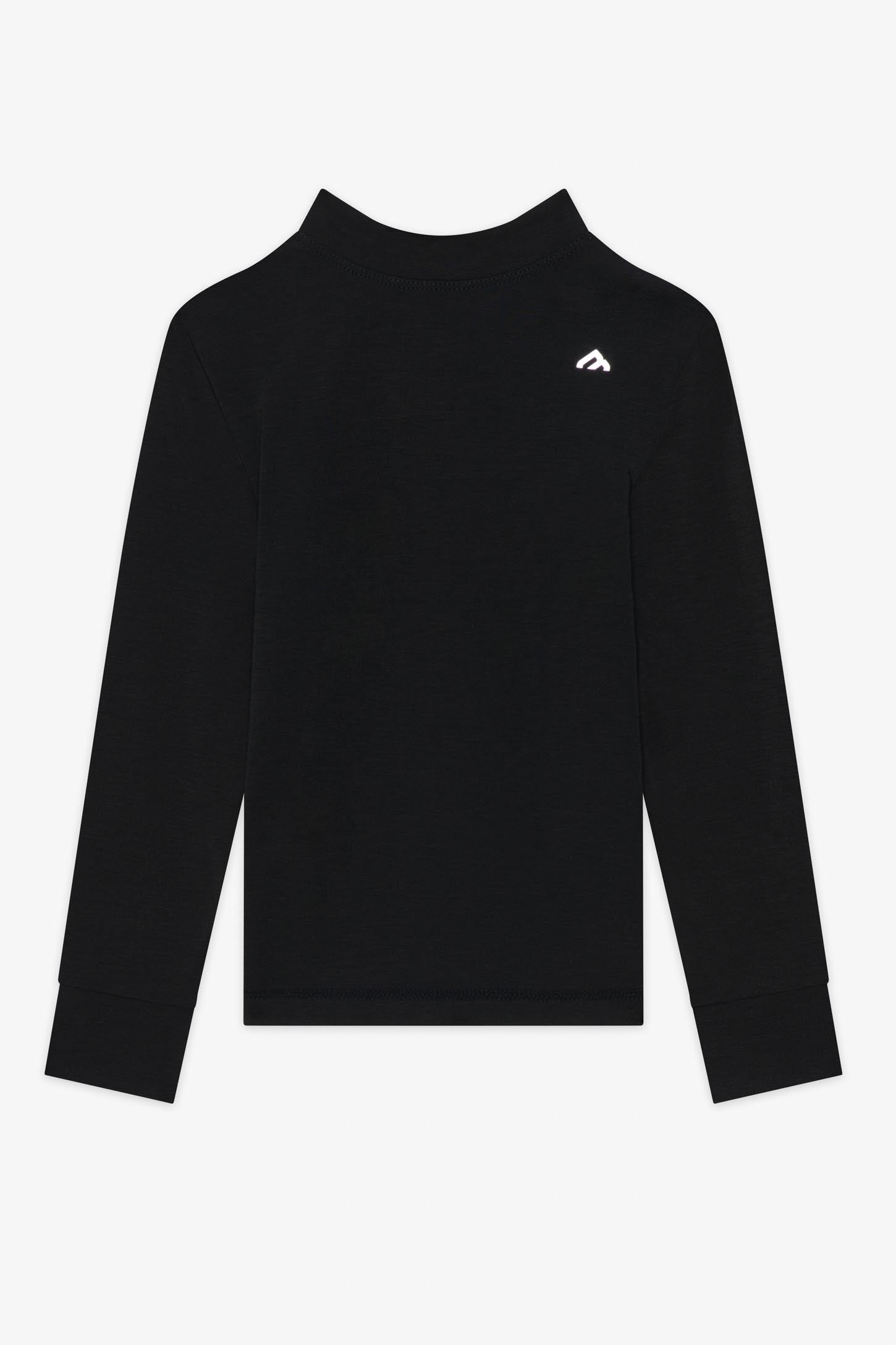 Chandail thermique col mock en laine mérino - Enfant fille && NOIR