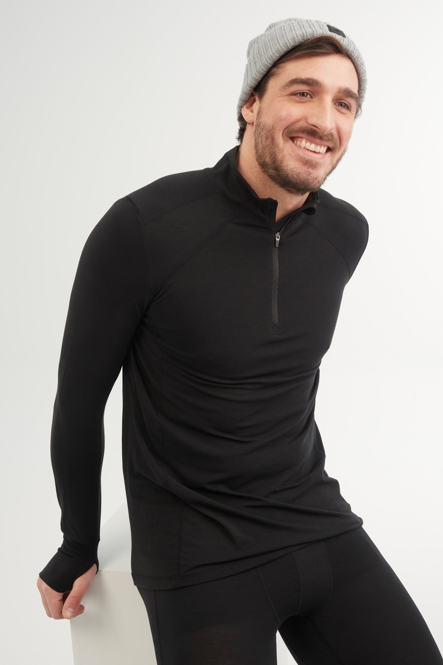 Chandail thermique BM en mérinos - Homme && NOIR