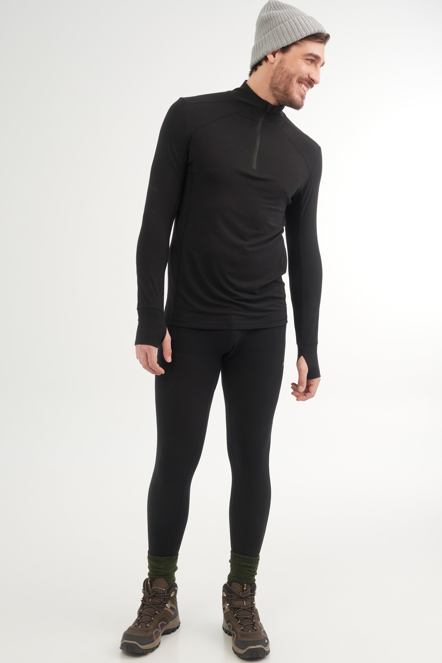 Pantalon thermique BM en mérinos – Homme && NOIR