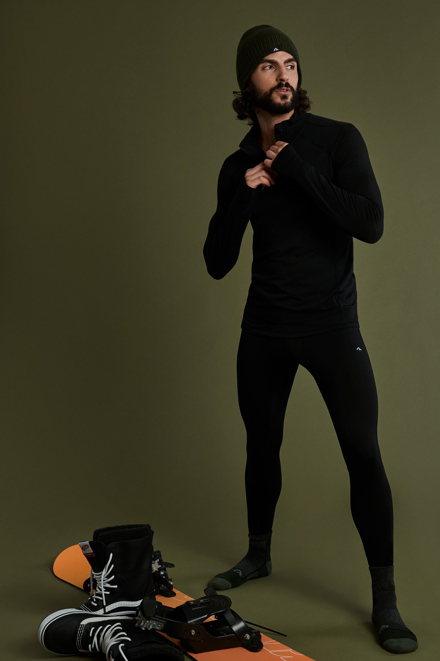 Pantalon thermique BM en mérinos – Homme && NOIR