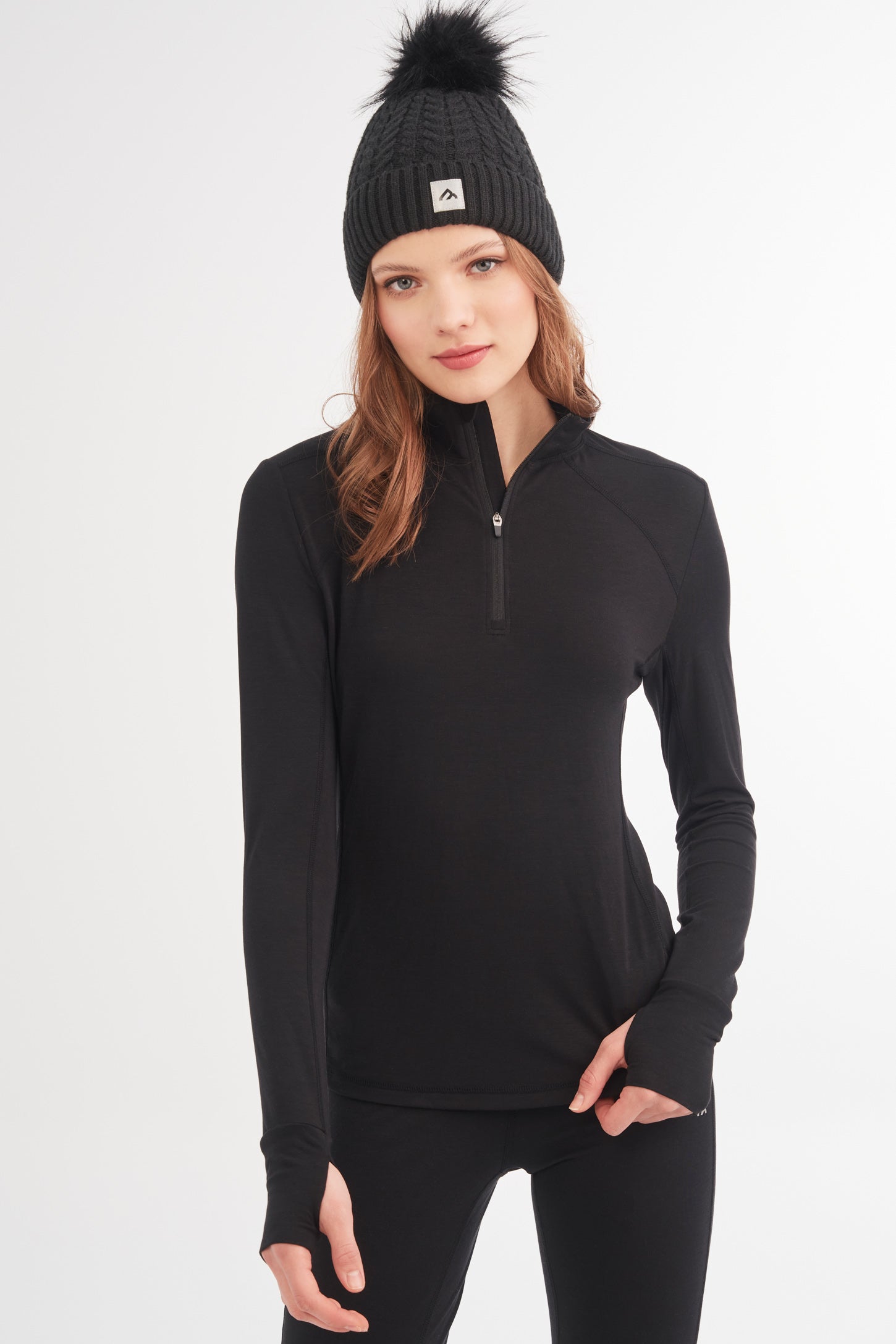 Chandail thermique BM en mérinos - Femme && NOIR