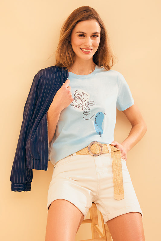 Short mi-hauteur à ourlet retroussé – Femme && BEIGE