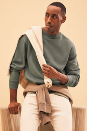 Chandail ouaté uni à manches longues - Homme && VERT