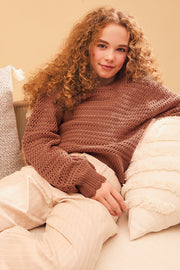 Chandail tricot manches longues – Ado fille && BRIQUE
