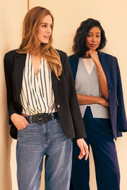 Blouse surplice fluide à manches - Femme && BLANC CASSÉ/MULTI