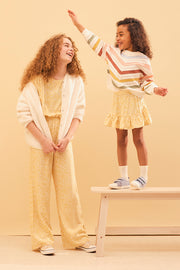 Jupe courte imprimée avec frills - Enfant fille && OCRE