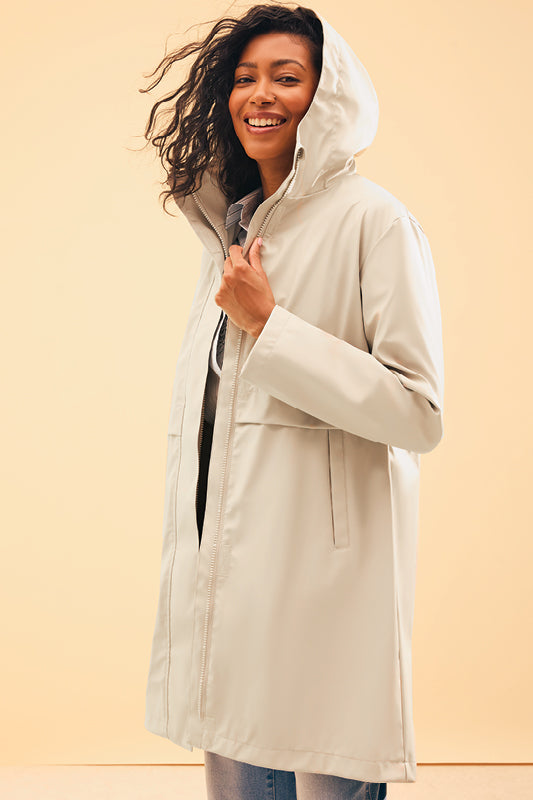 Manteau caoutchouc long imperméable avec capuchon - Homme && GRIS