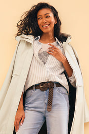 Chemisier à rayures coupe boxy – Femme && BLANC MULTI