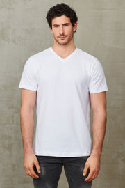 T-shirt col V coton extensible, 5/50$ - Homme && BLANC