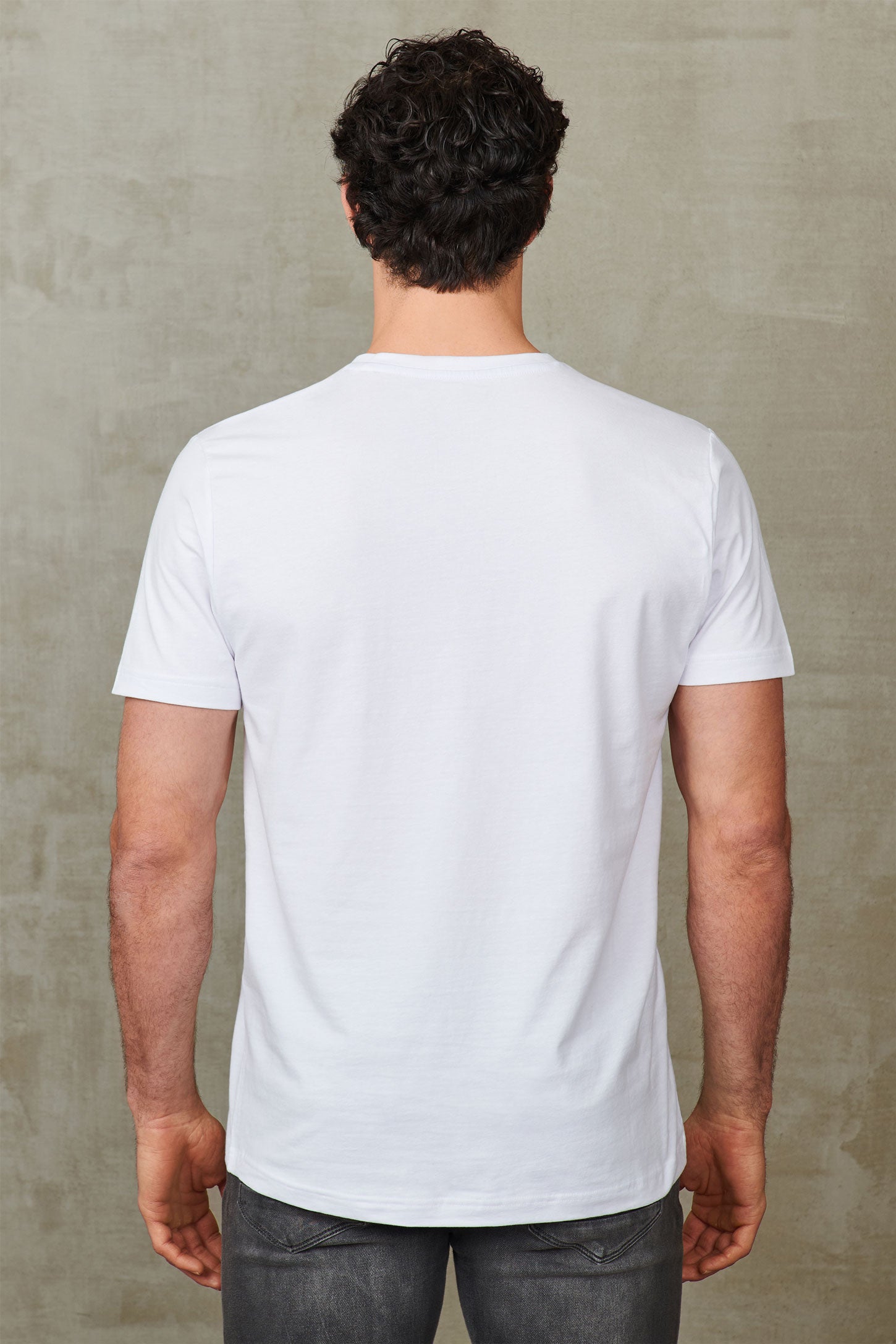 T-shirt col V coton extensible, 5/50$ - Homme && BLANC