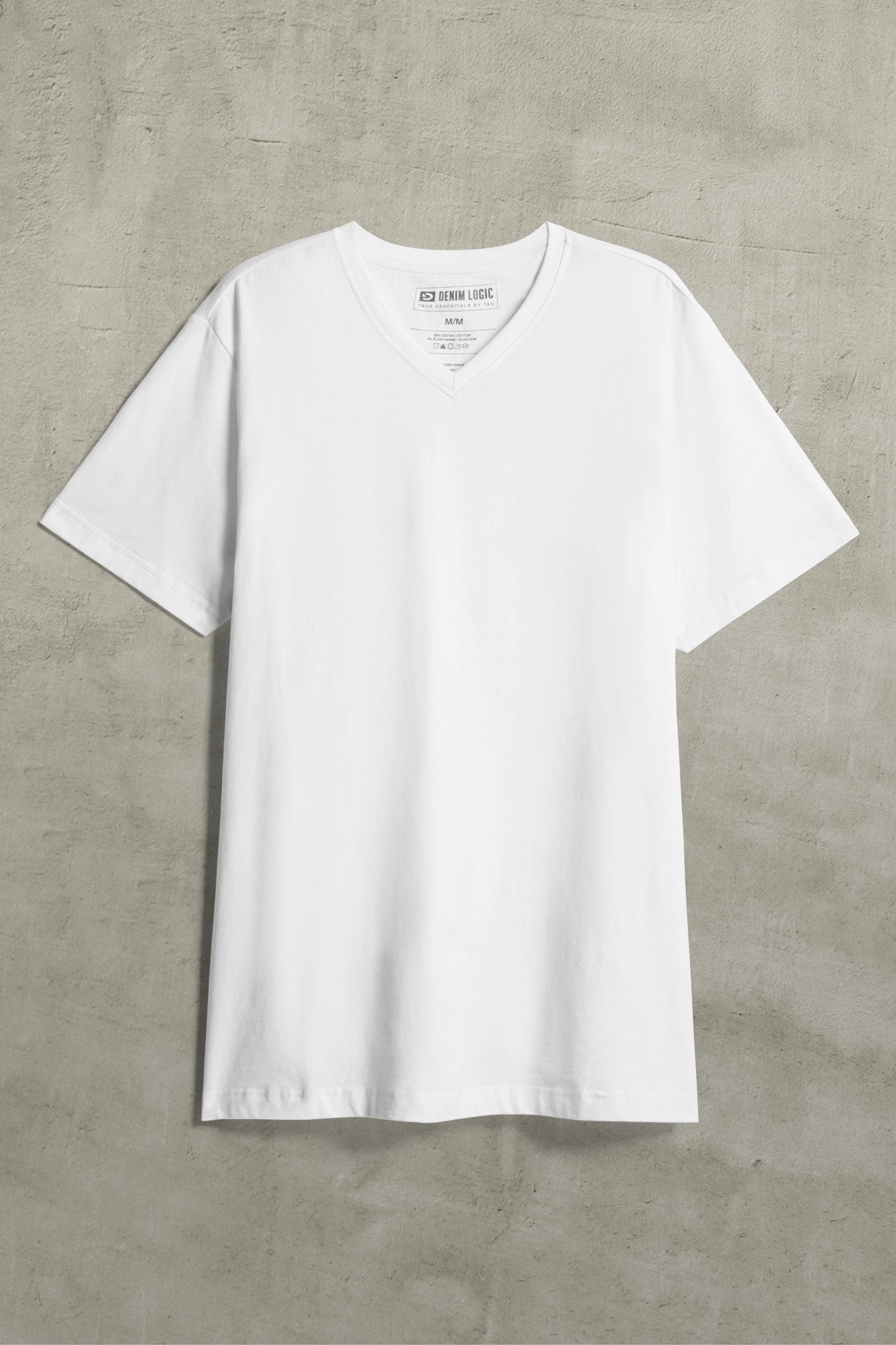 T-shirt col V coton extensible, 5/50$ - Homme && BLANC