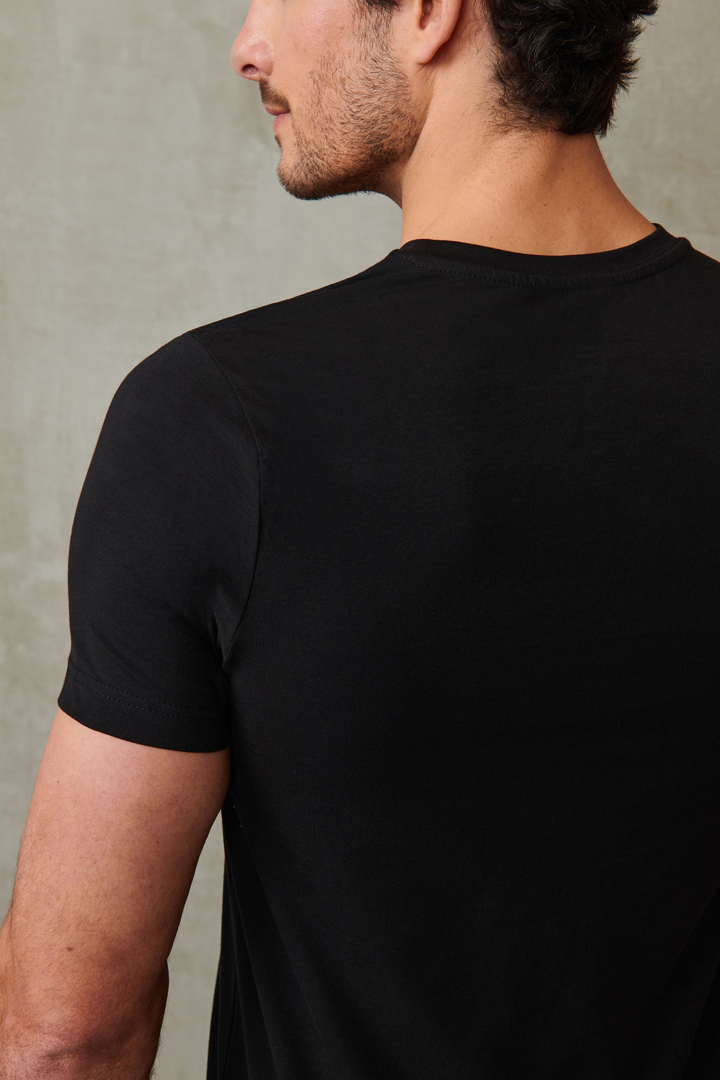 T-shirt col V coton extensible, 5/50$ - Homme && NOIR