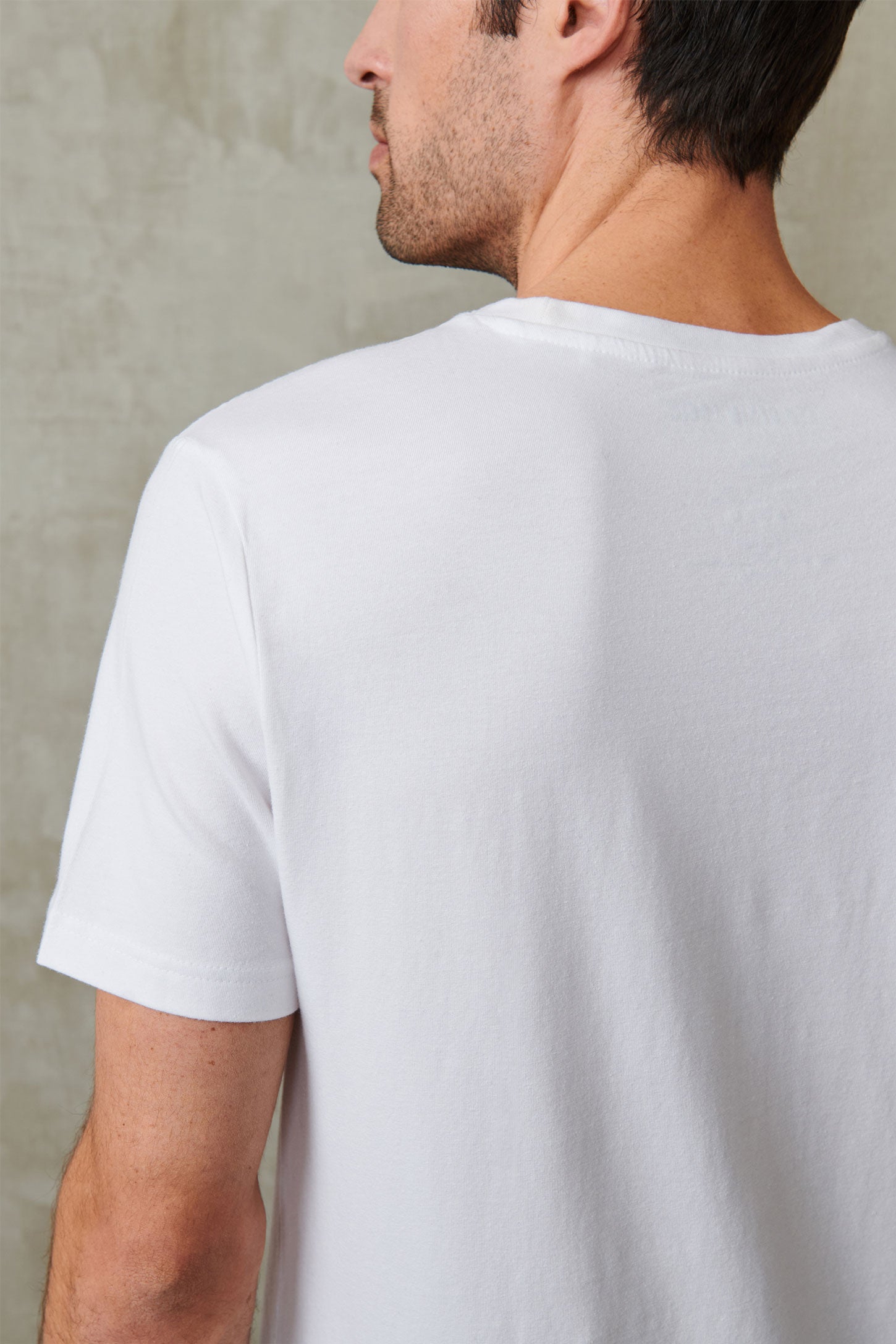 T-shirt col rond coton extensible, 5/50$ - Homme && BLANC