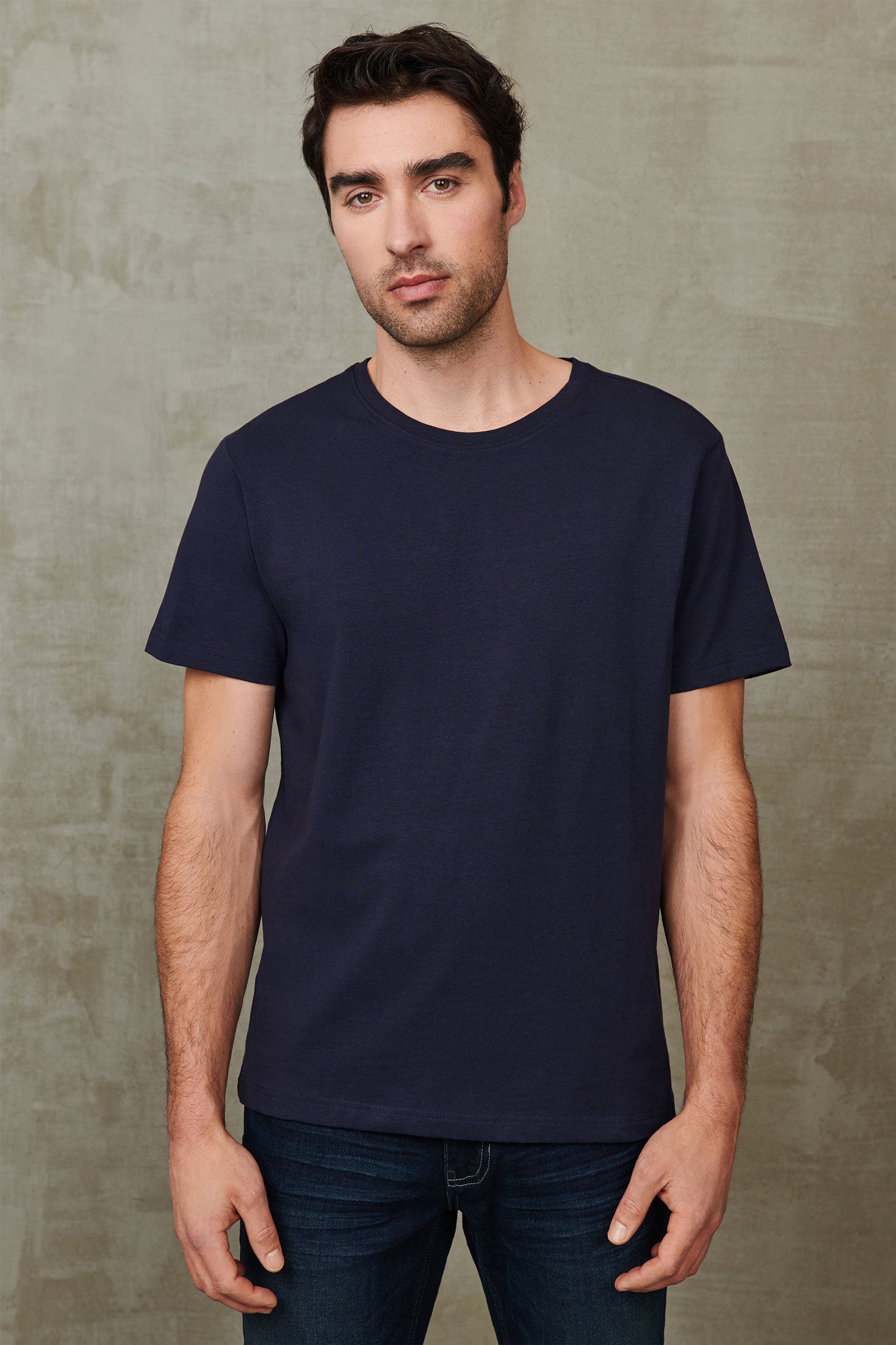 T-shirt col rond coton extensible, 5/50$ - Homme && MARIN