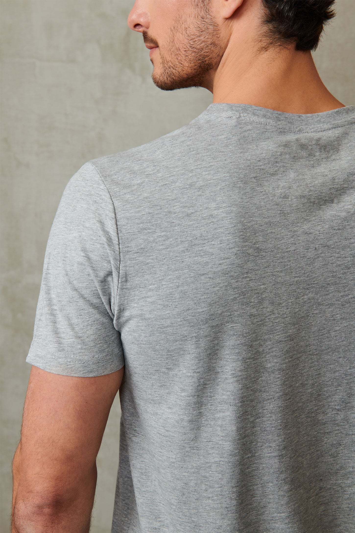 T-shirt col rond coton extensible, 5/50$ - Homme && MIX GRIS CLAIR