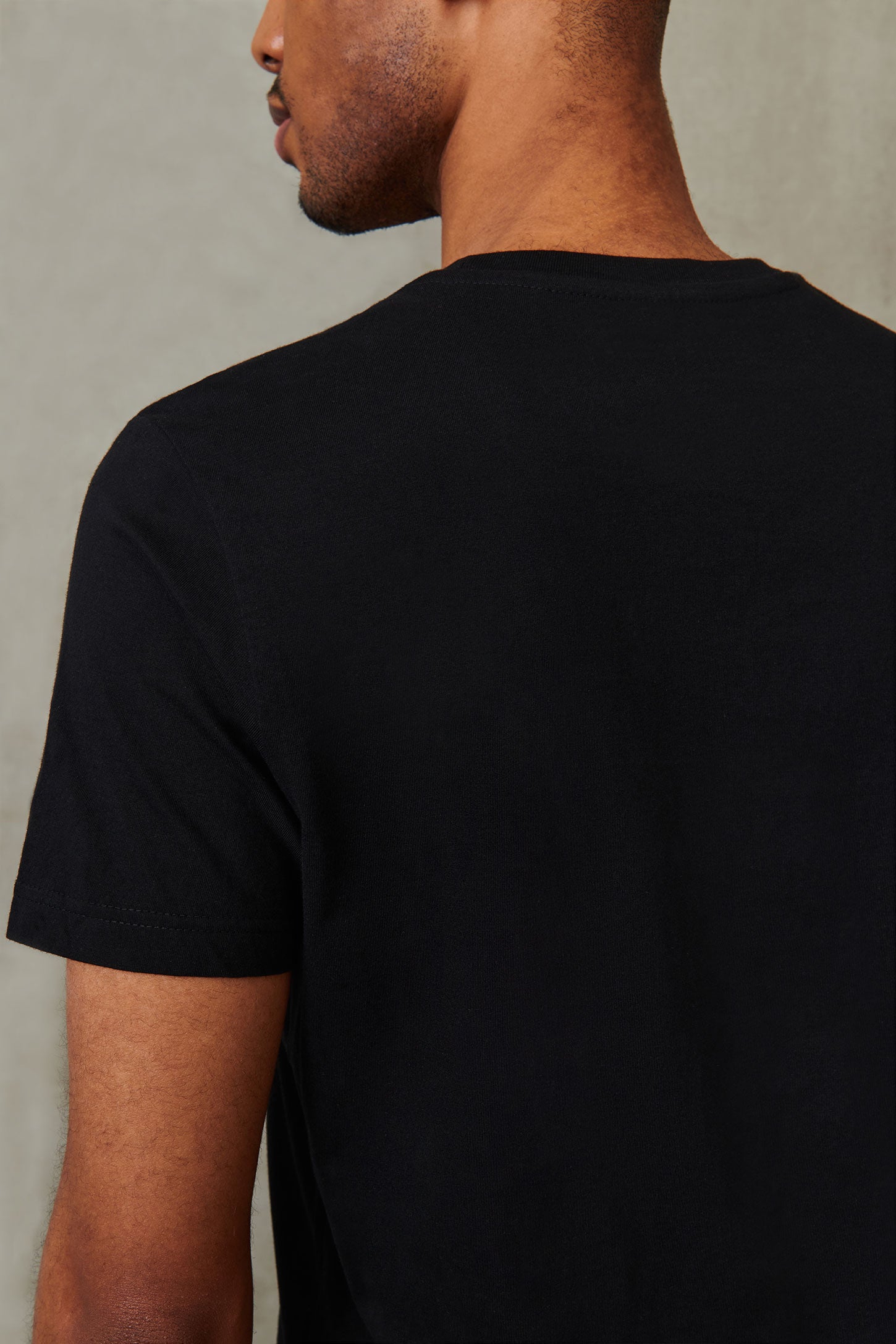 T-shirt col rond coton extensible, 5/50$ - Homme && NOIR