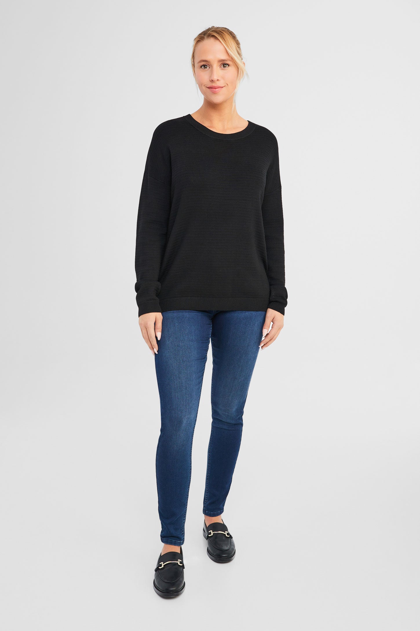 Chandail à maille ottoman - Femme && NOIR