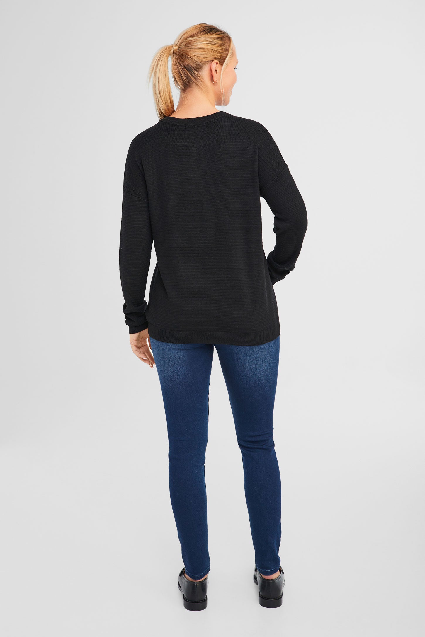 Chandail à maille ottoman - Femme && NOIR