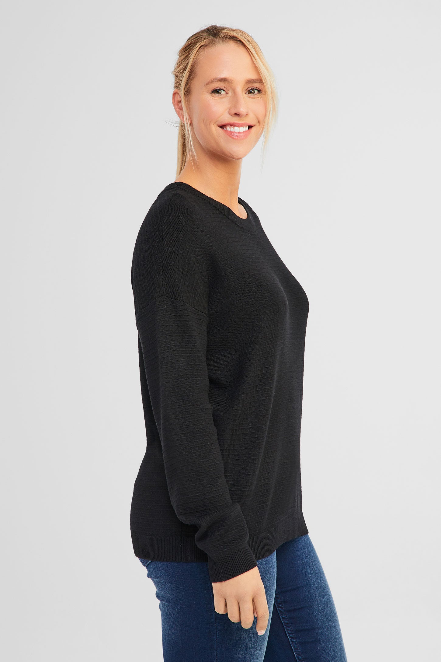 Chandail à maille ottoman - Femme && NOIR