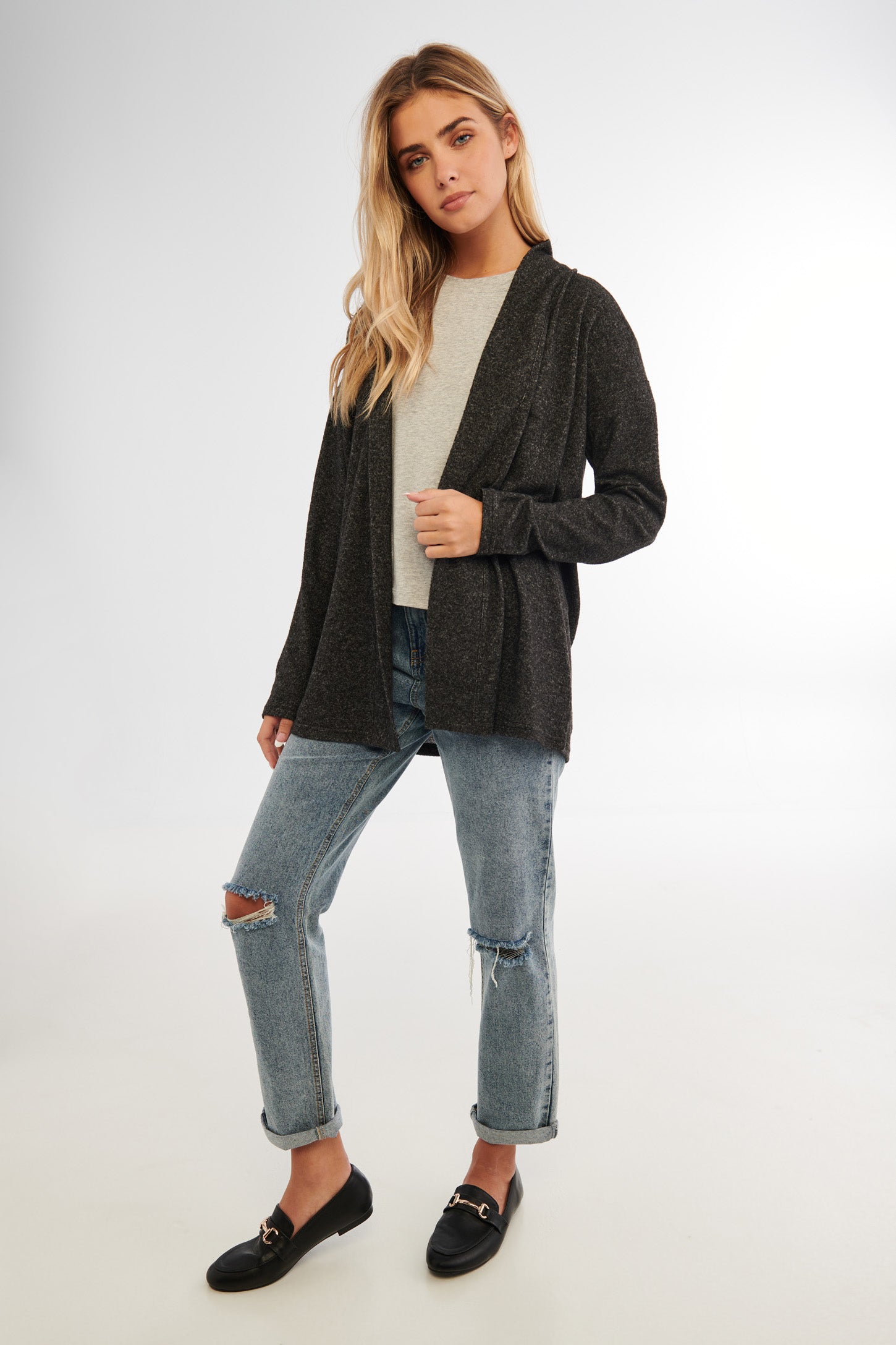 Cardigan en tricot - Femme && CHARBON MIXTE