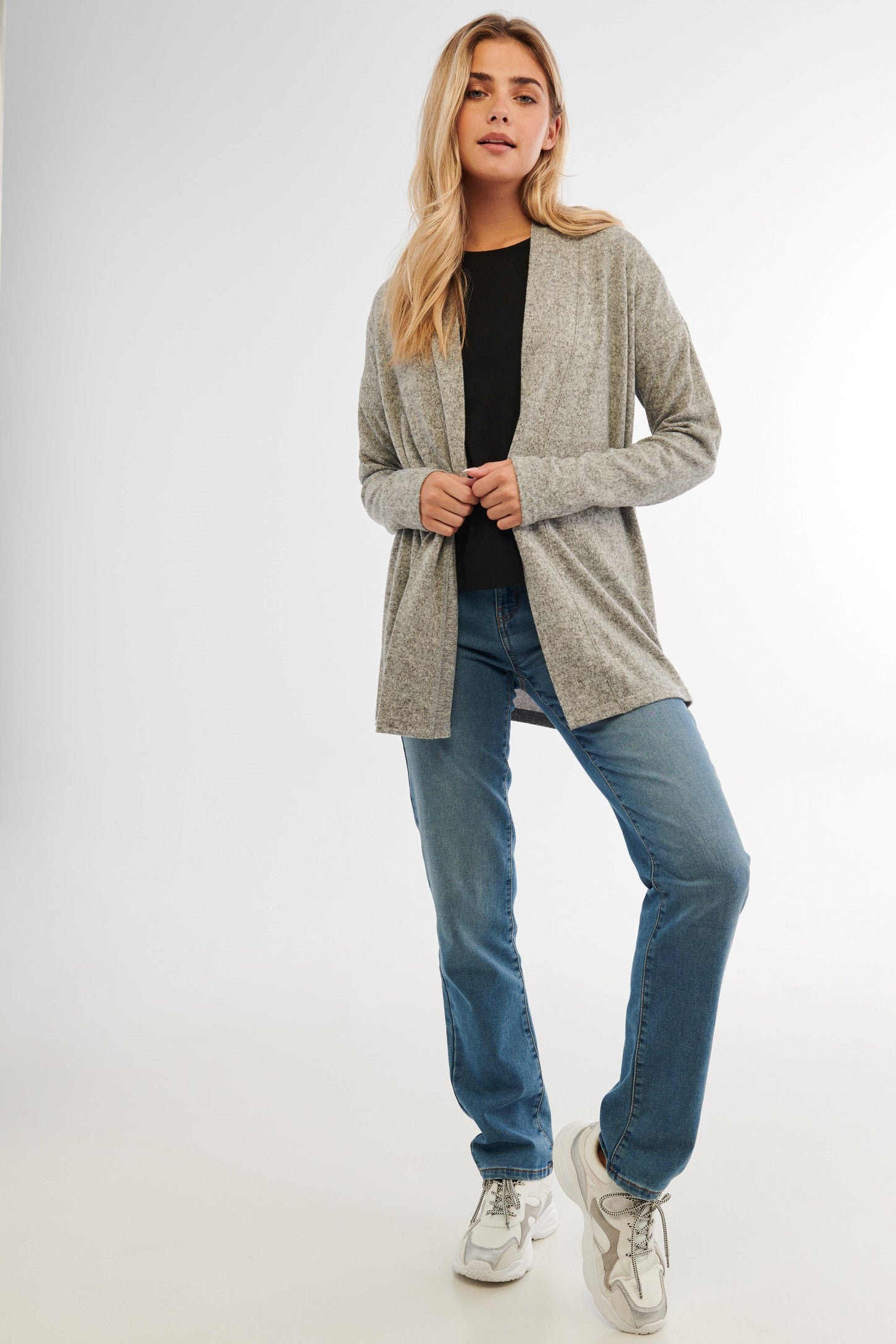 Cardigan en tricot - Femme && GRIS MIXTE