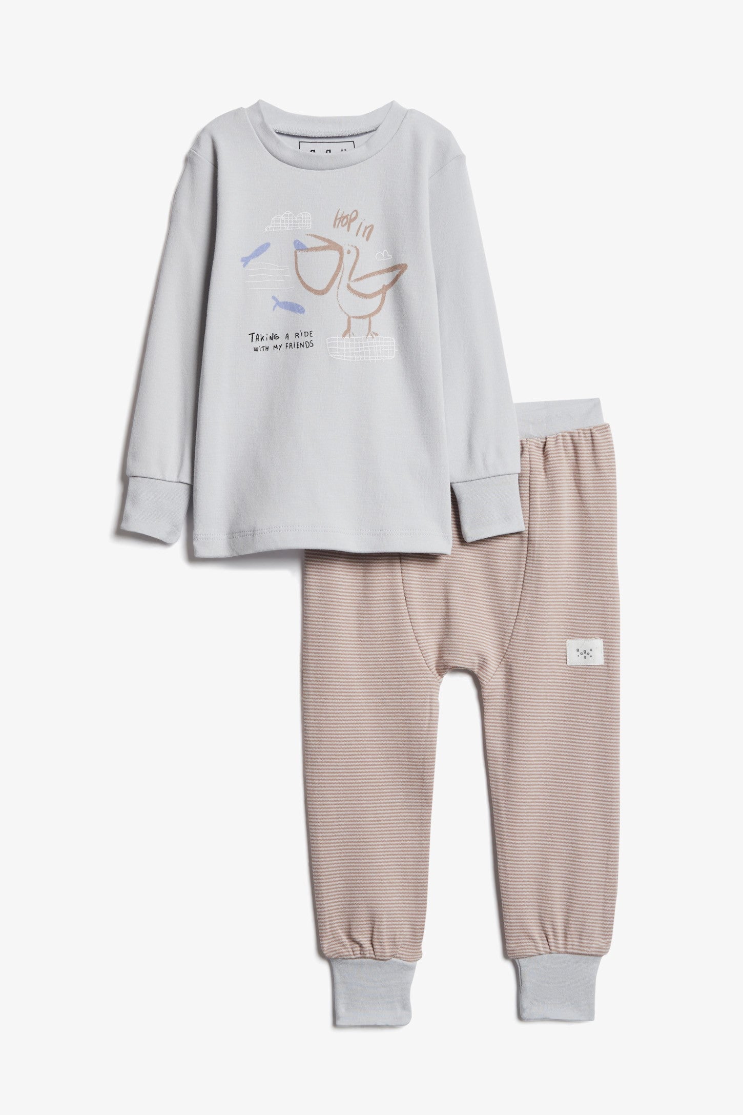 Pyjama 2-pièces imprimé, coton bio, 2T-3T - Bébé && GRIS