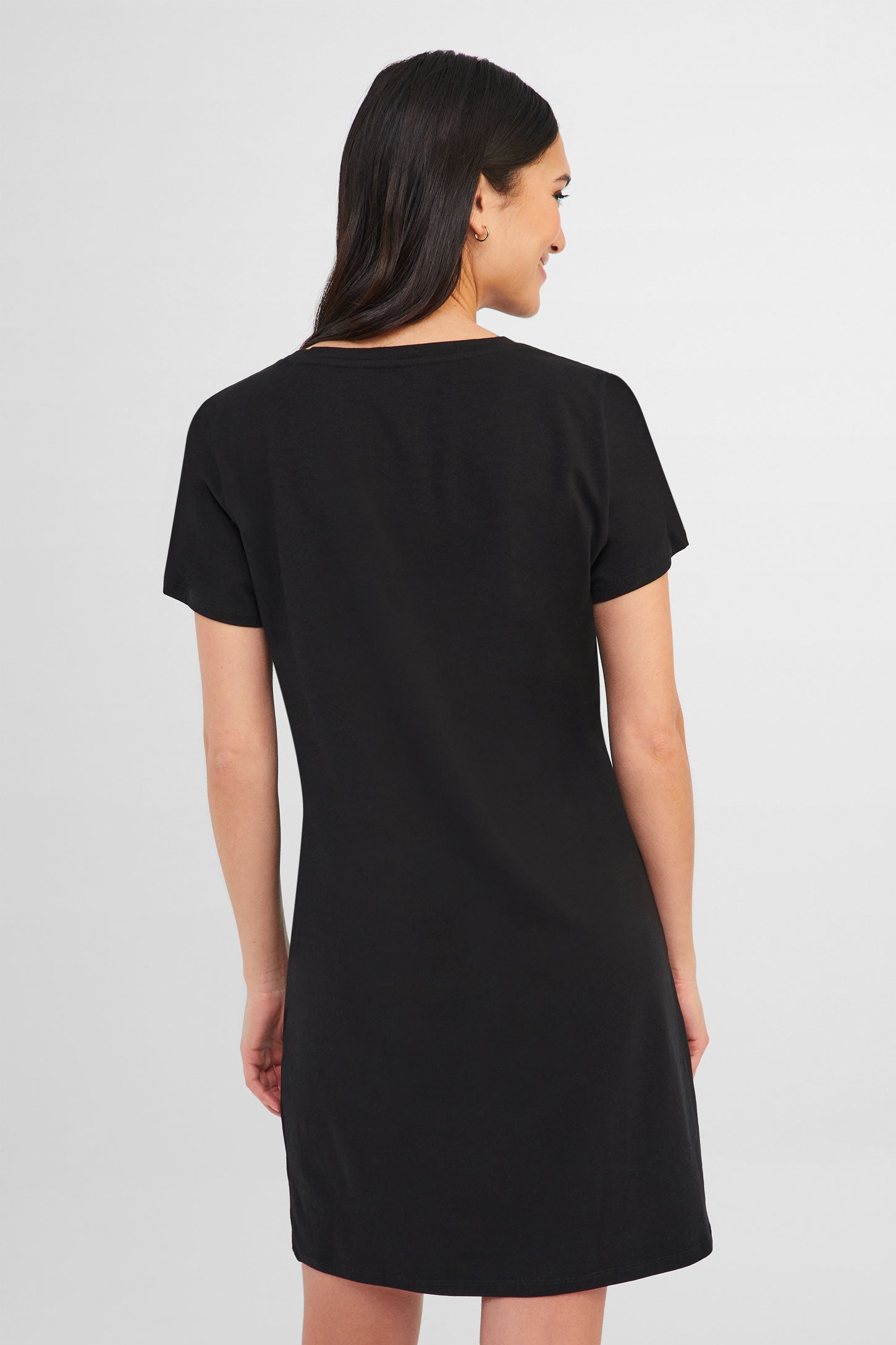 Robe T-shirt à poche en coton bio - Femme && NOIR