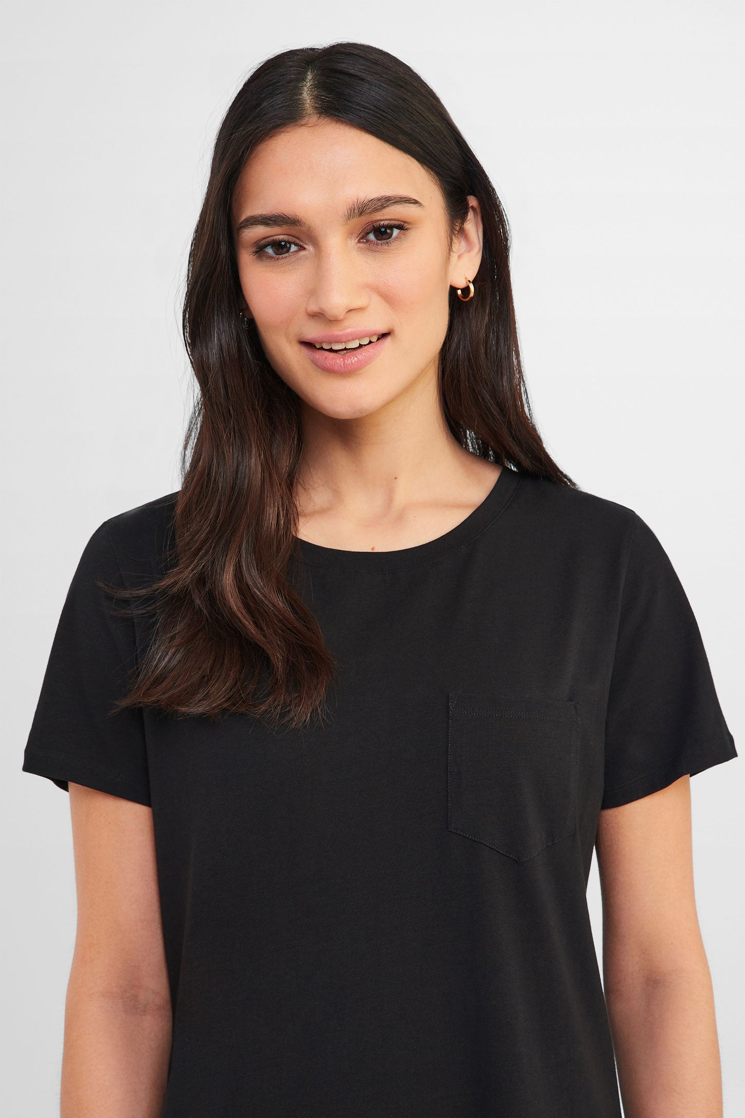 Robe T-shirt à poche en coton bio - Femme && NOIR