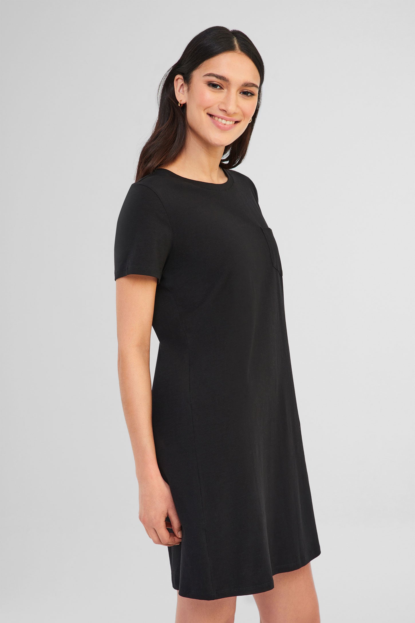 Robe T-shirt à poche en coton bio - Femme && NOIR