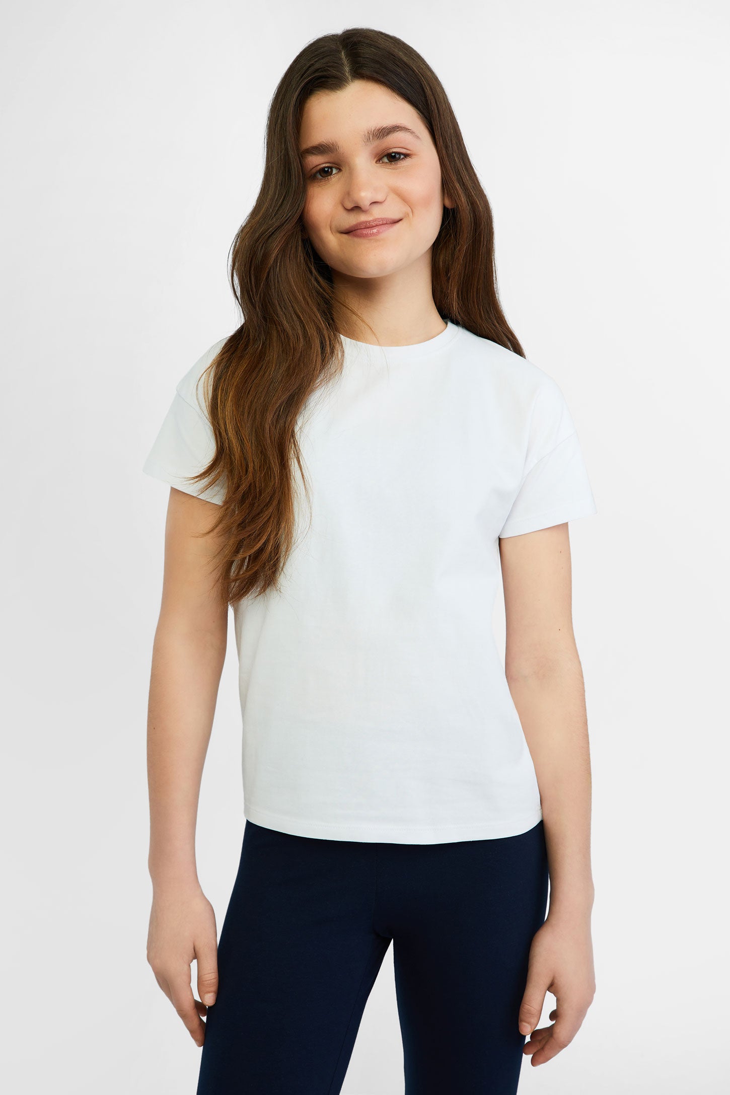 T-shirt à ourlet arrondi en coton bio, 2/25$ - Ado fille
 && BLANC