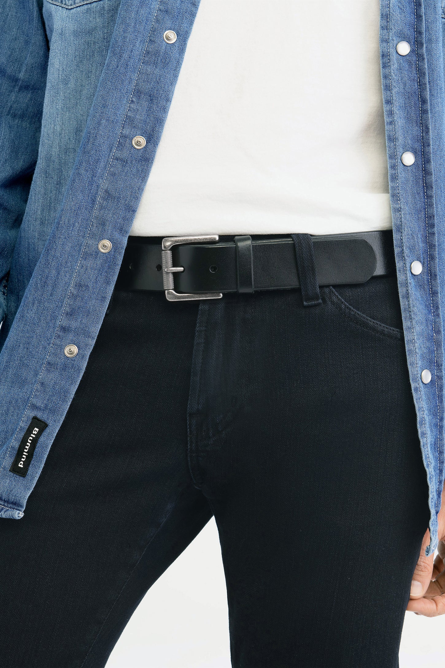 Ceinture cuir véritable - Homme && NOIR