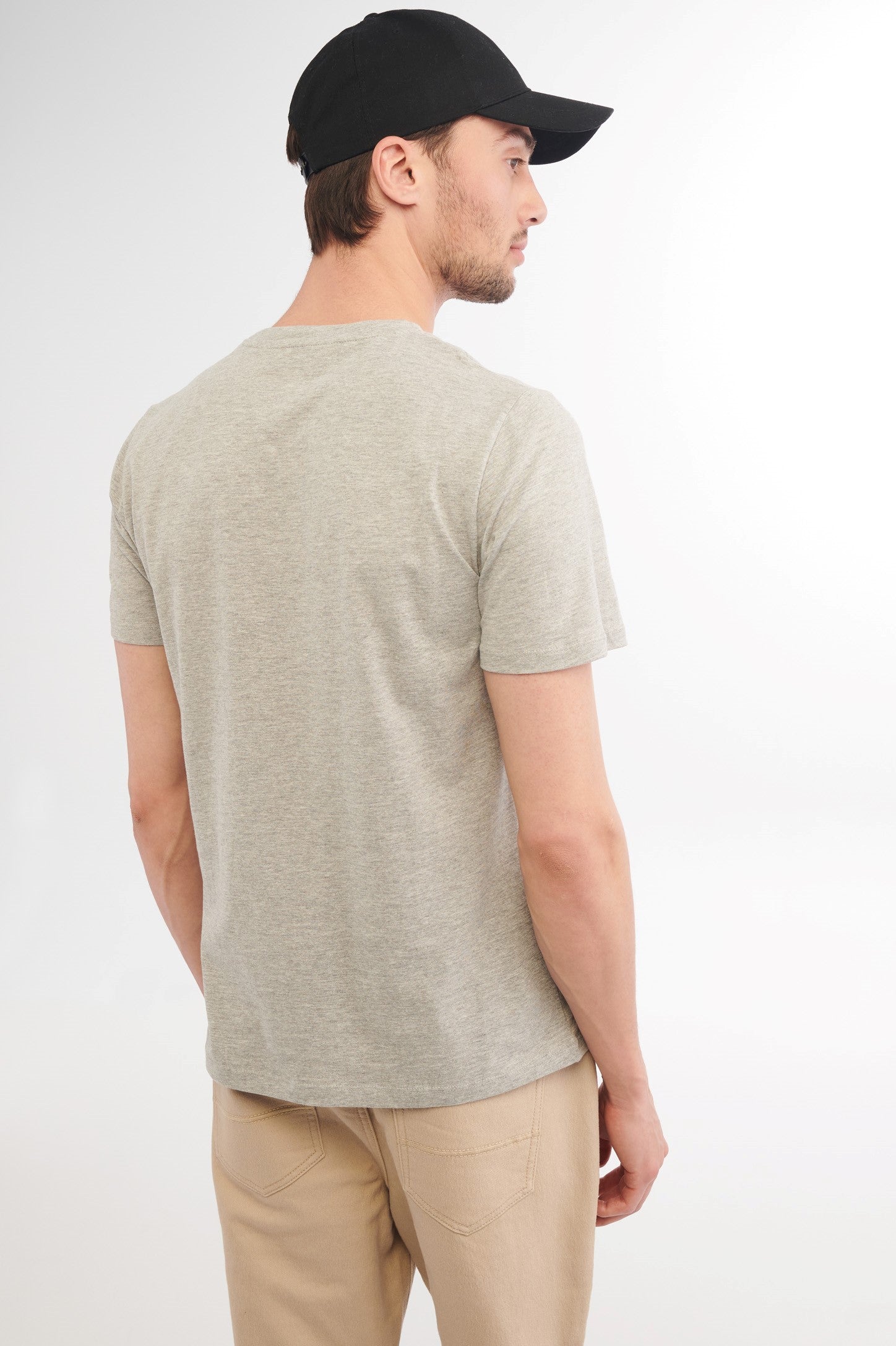T-shirt à poche imprimé en coton bio - Homme && GRIS MIXTE