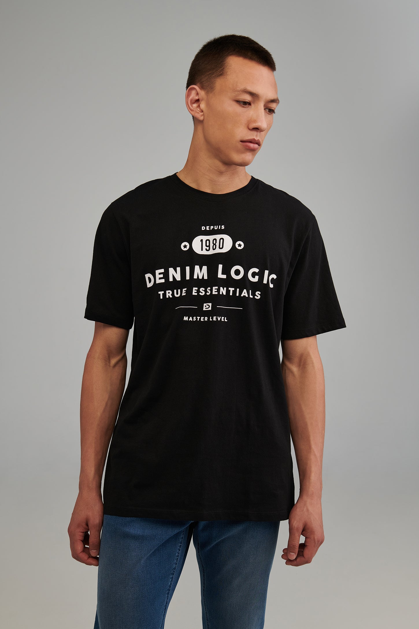 T-shirt imprimé en coton bio - Homme && NOIR