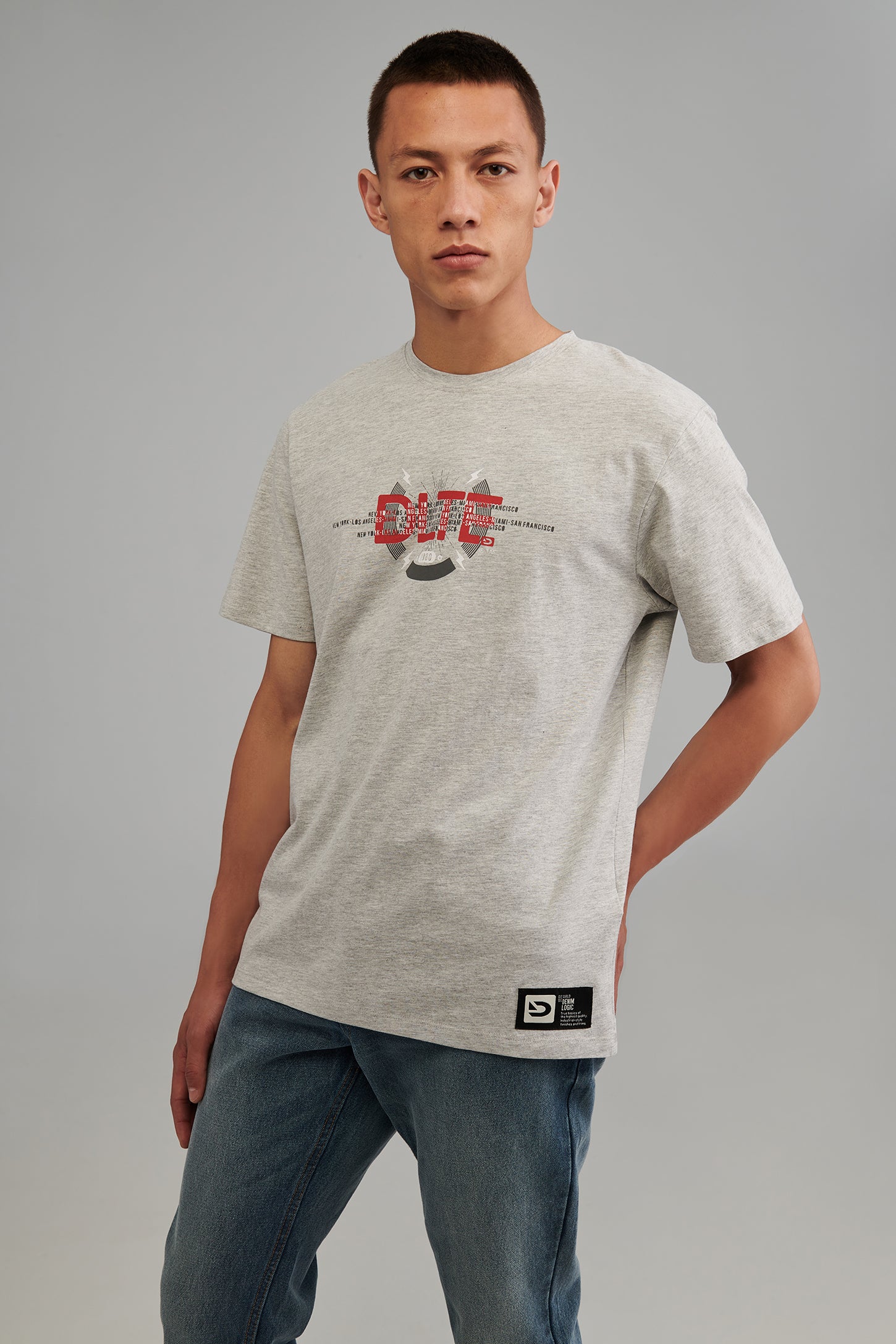 T-shirt imprimé en coton bio - Homme && MIX GRIS CLAIR