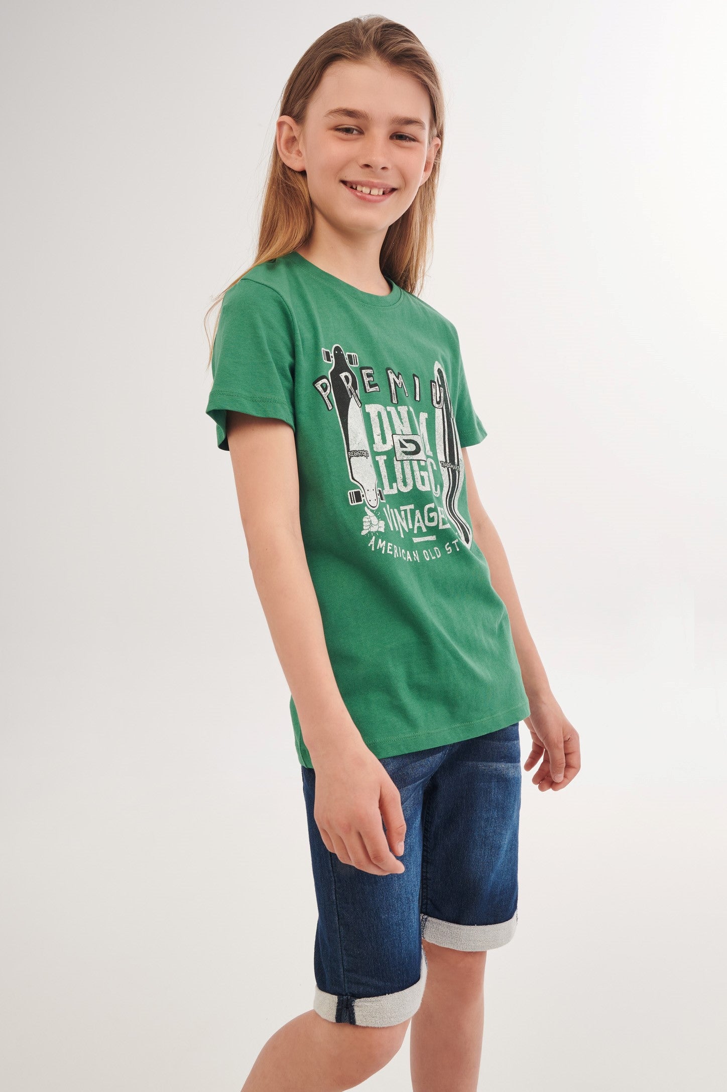 T-shirt imprimé en coton bio - Ado garçon && VERT