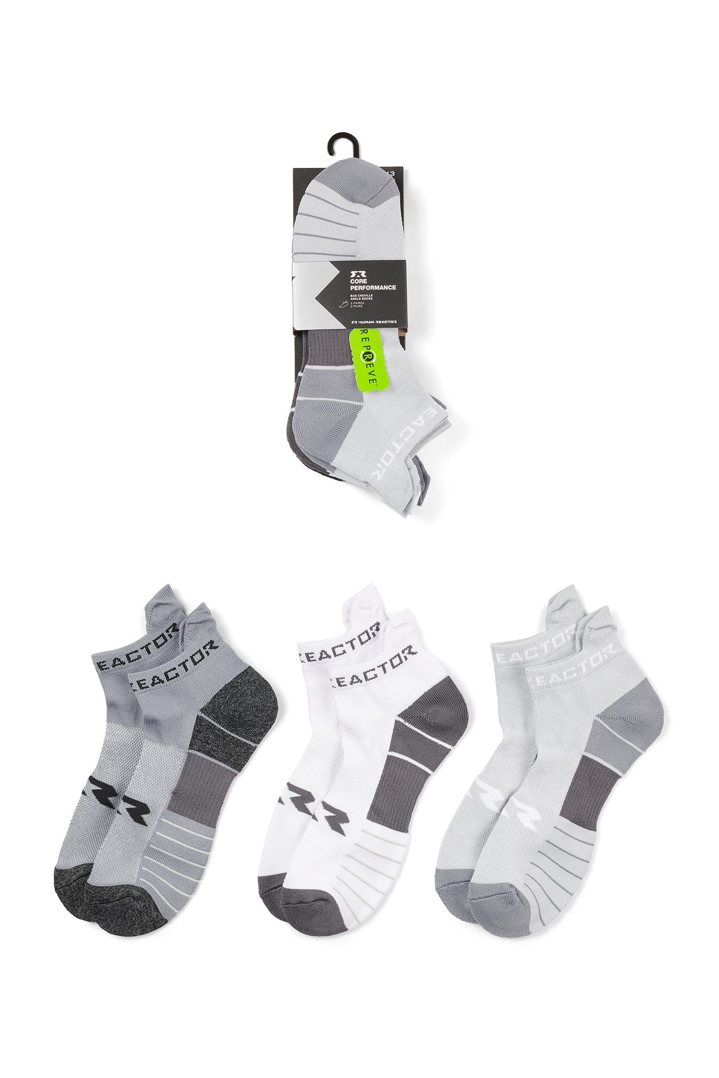 Lot de 3 paires de chaussettes sport HR - Homme && GRIS MIXTE