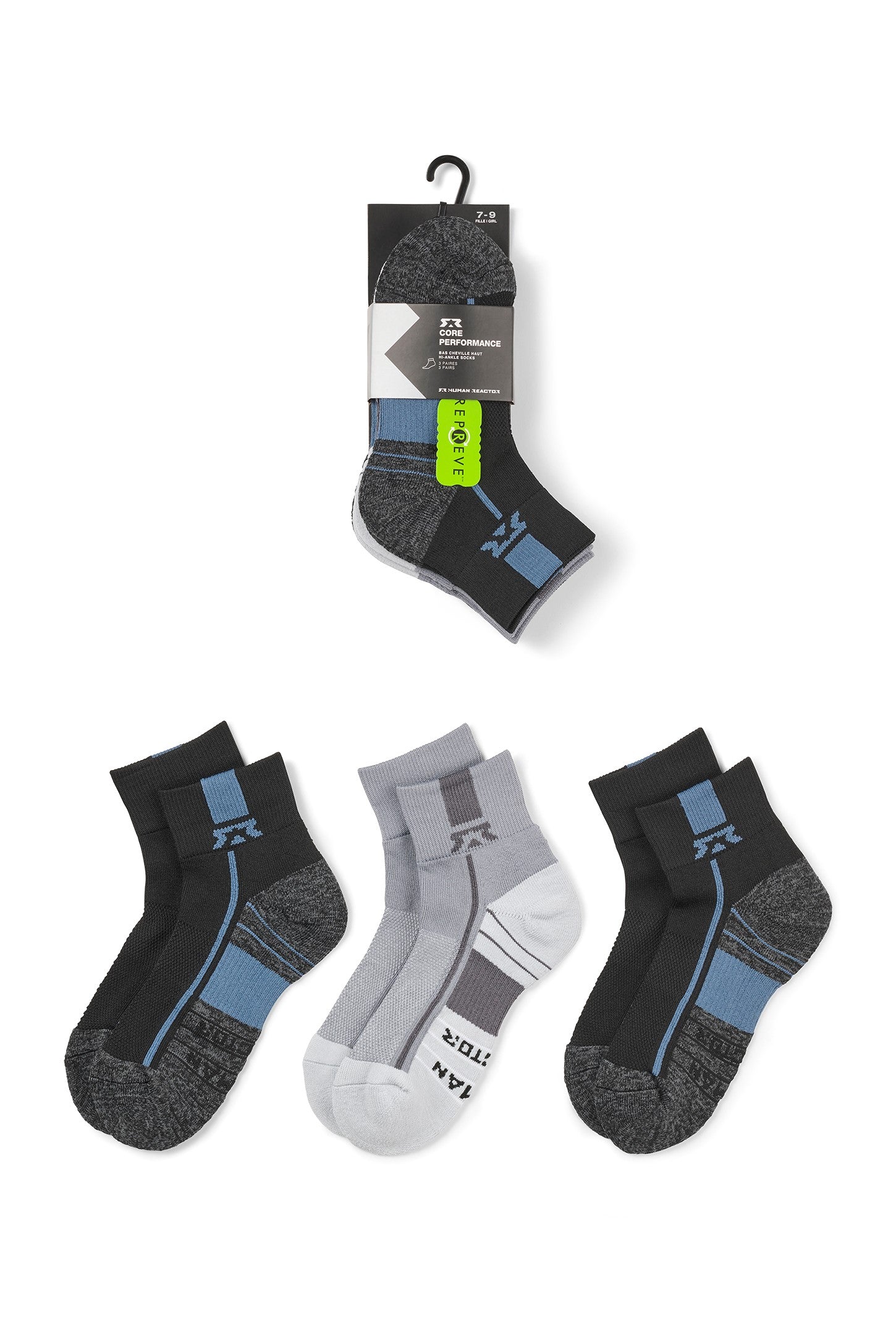 Lot de 3 paires de chaussettes sport HR - Ado fille && NOIR