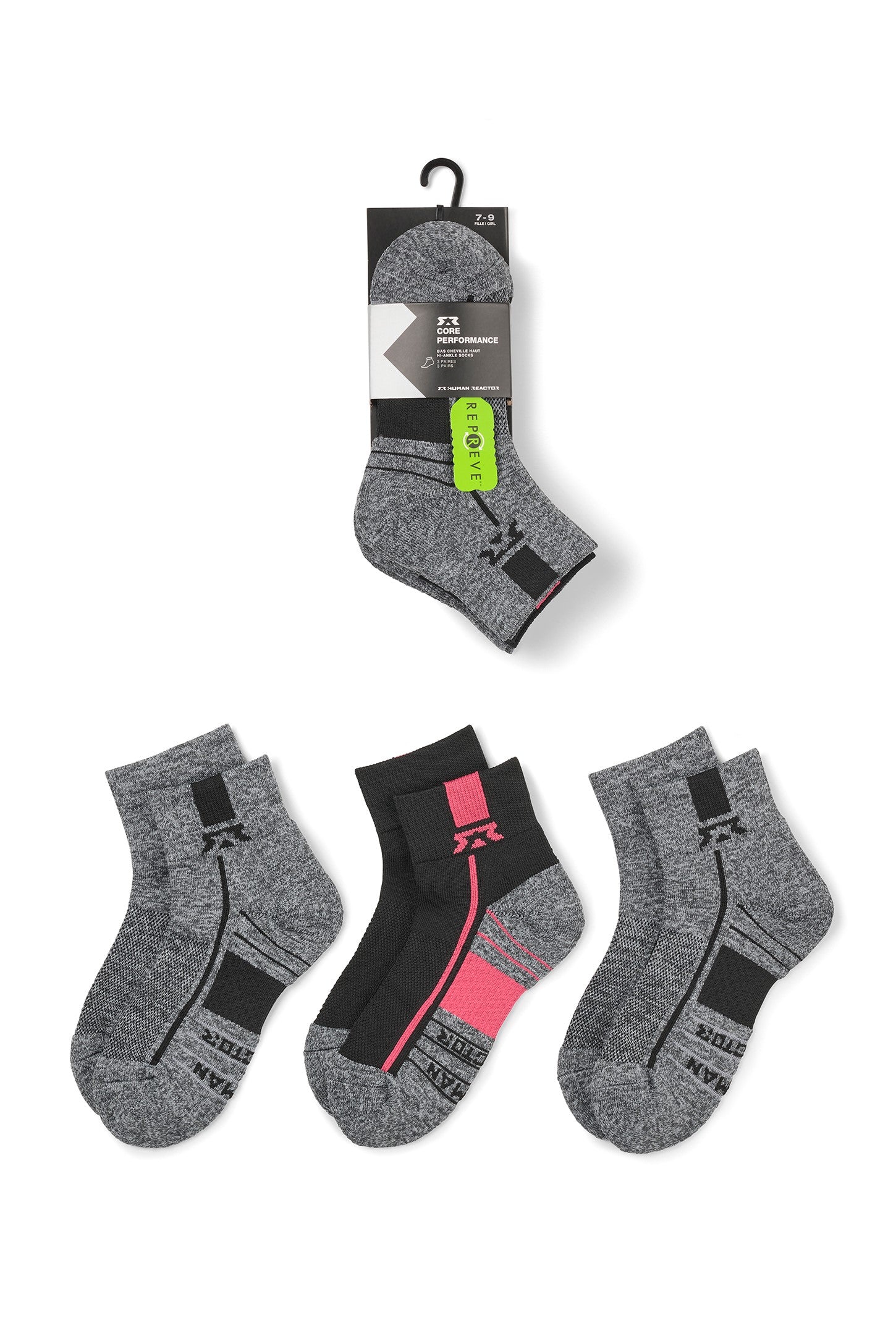 Lot de 3 paires de chaussettes sport HR - Ado fille && GRIS ACIER