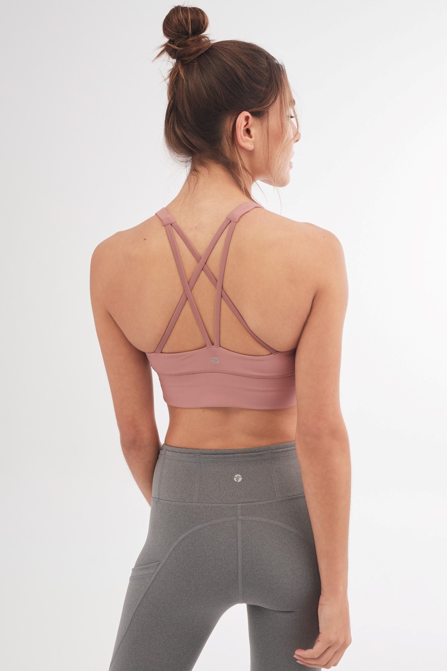 Soutien-gorge athlétique dos croisé, Flex - Femme && ROSE CENDRE