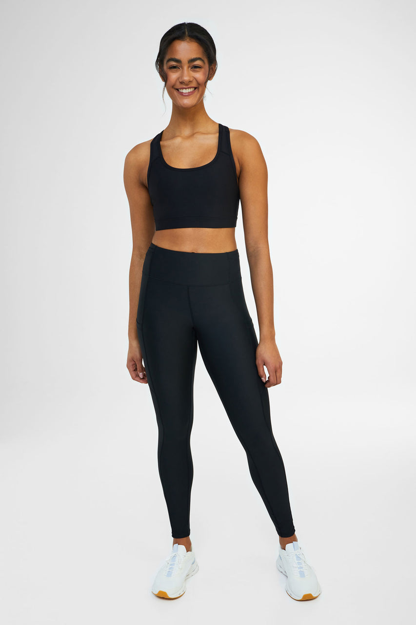 High waist plain black leggings, Made in Quebec