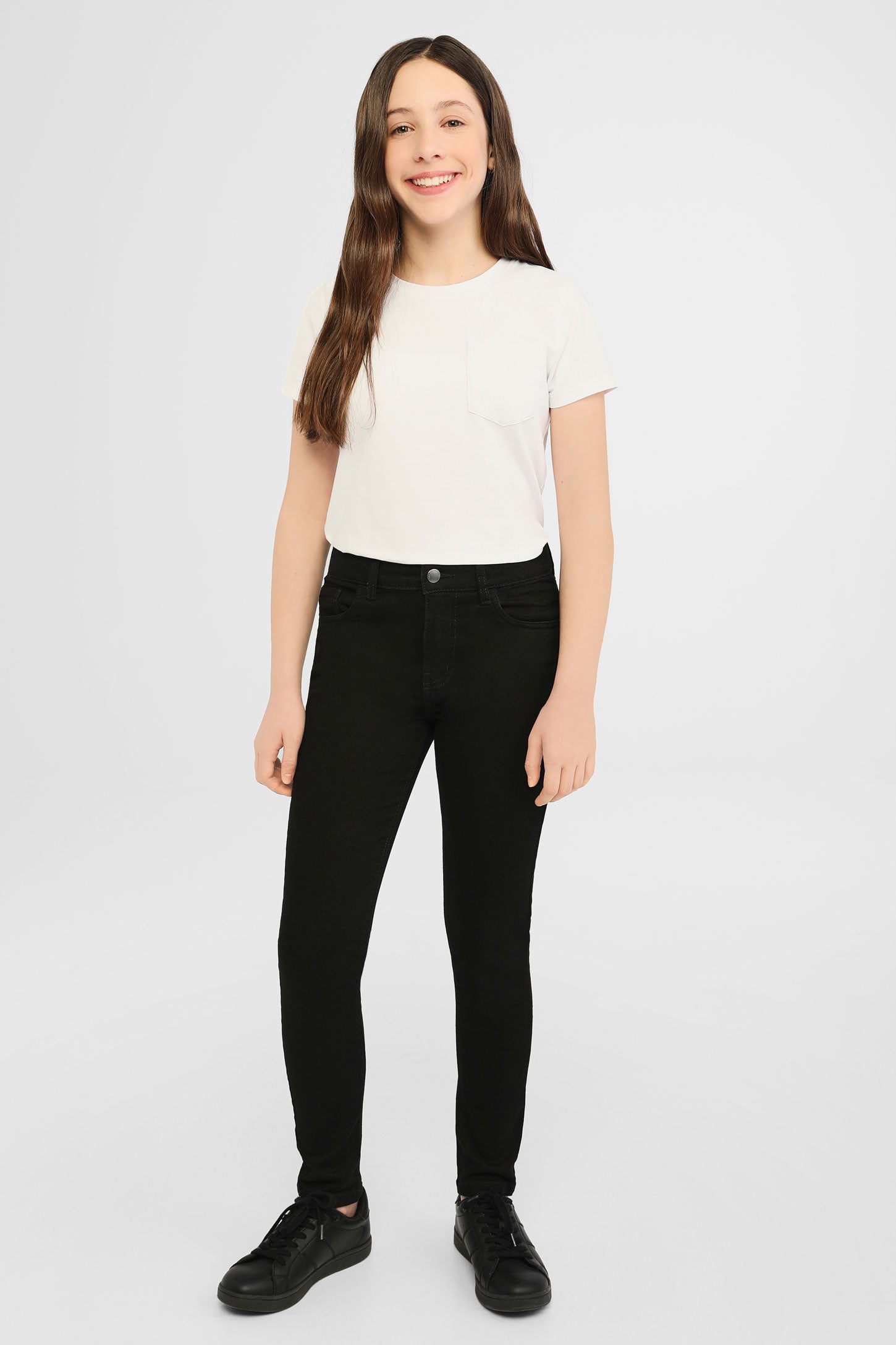 Jeans taille haute - Ado fille && NOIR