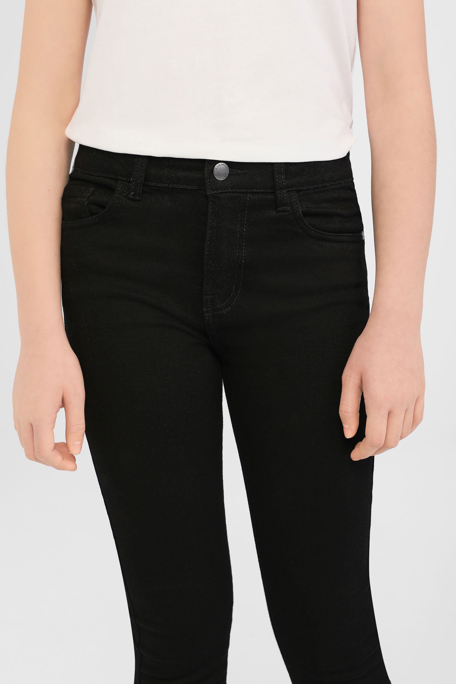Jeans taille haute - Ado fille && NOIR