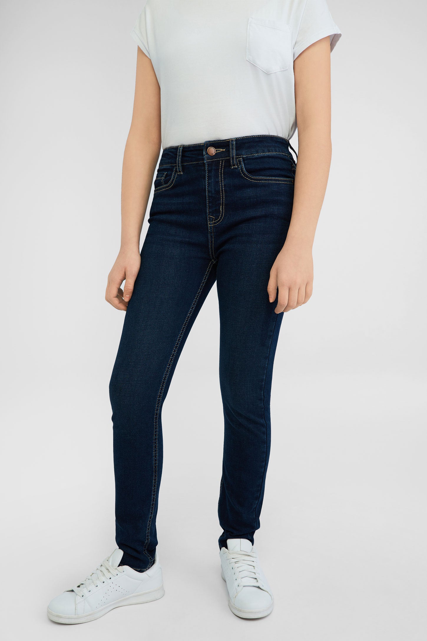 Jeans taille haute - Ado fille && DENIM FONCE