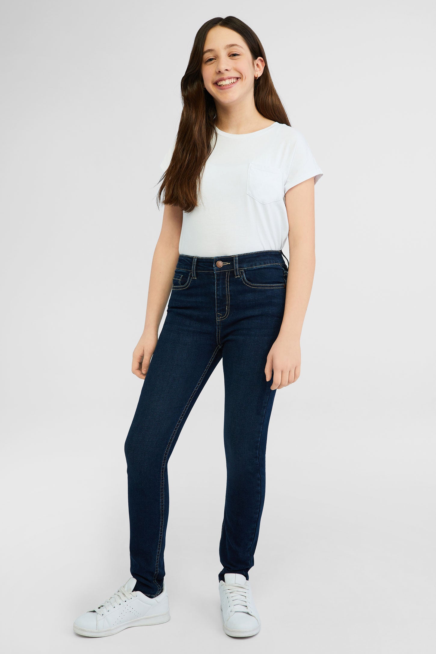 Jeans taille haute - Ado fille && DENIM FONCE