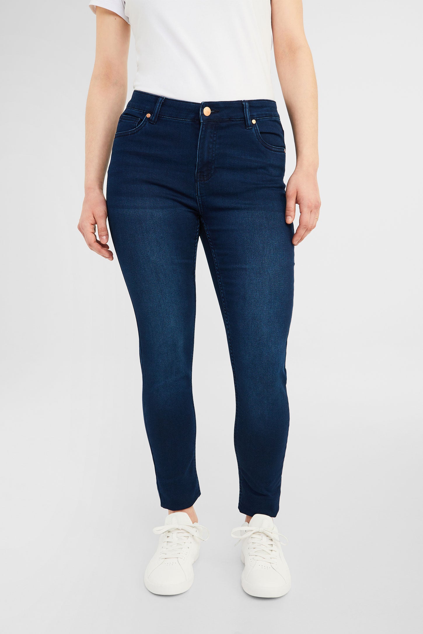 Jeans coupe ajustée - Femme && BLEU FONCÉ