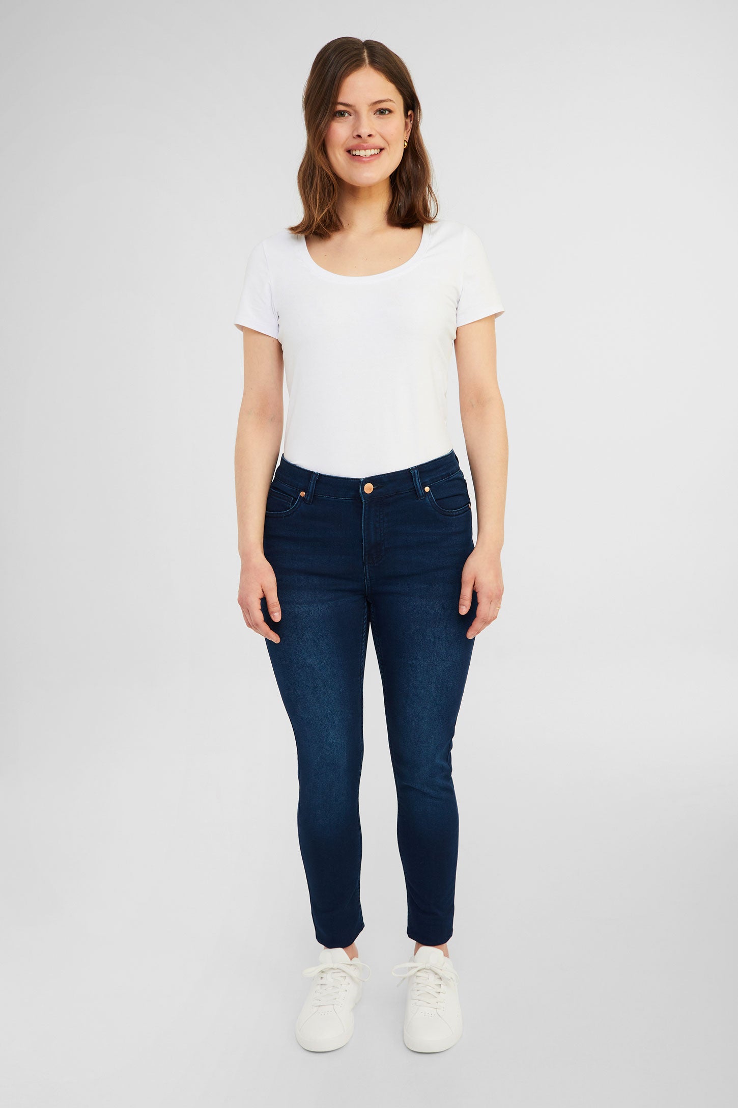 Jeans coupe ajustée - Femme && BLEU FONCÉ