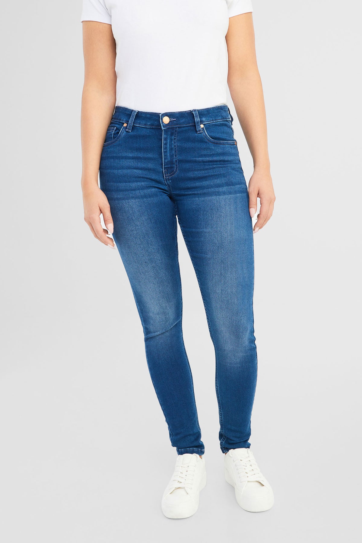 Jeans coupe ajustée - Femme && BLEU MOYEN