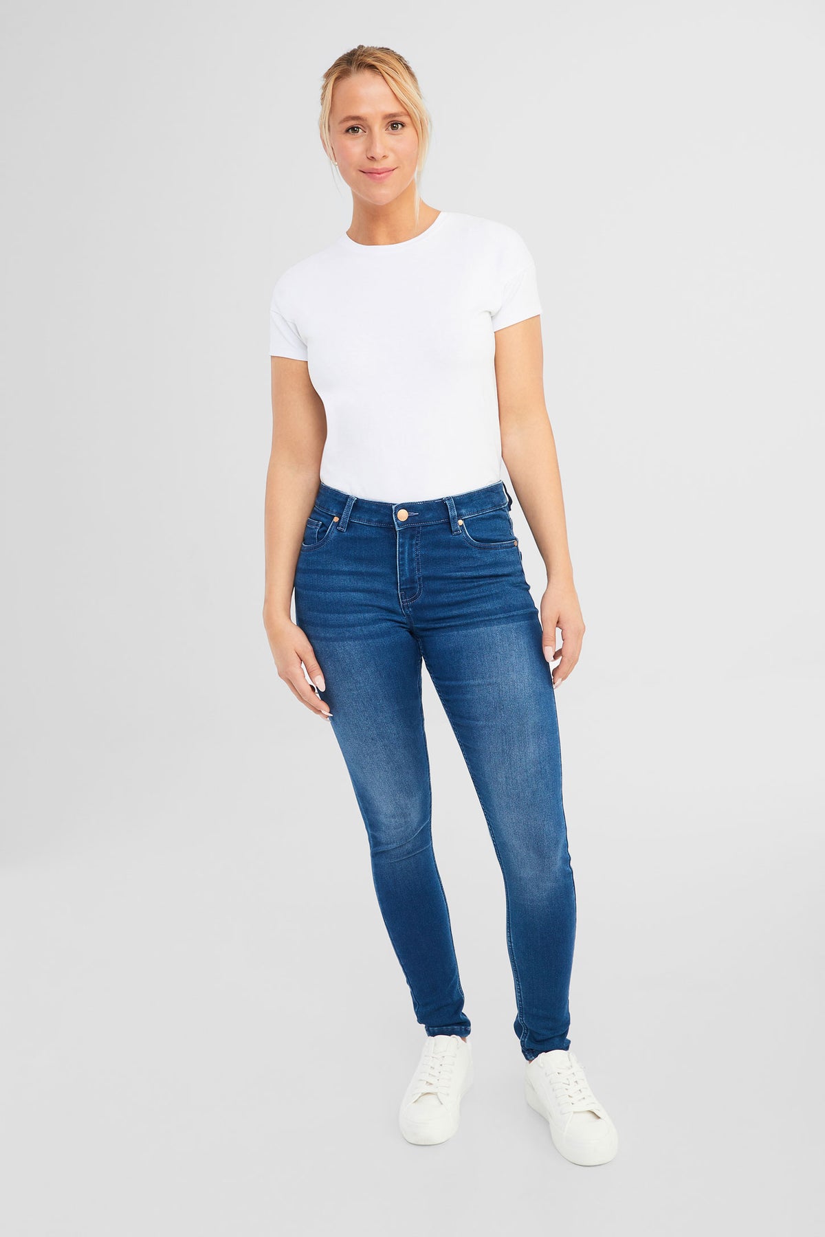 Jeans coupe ajustée - Femme && BLEU MOYEN