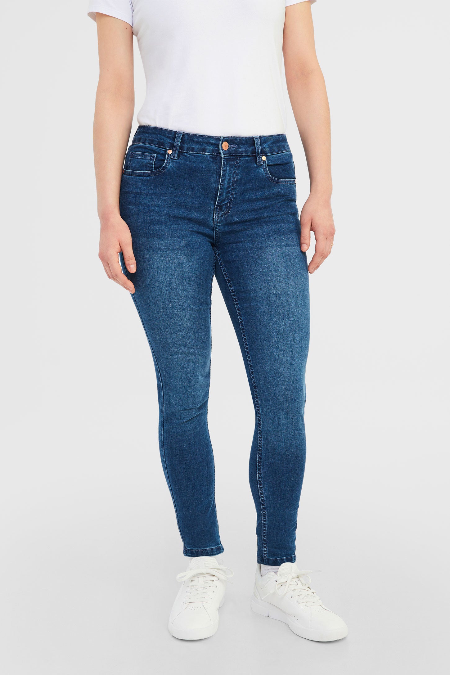 Jeans coupe ajustée - Femme && BLEU MOYEN